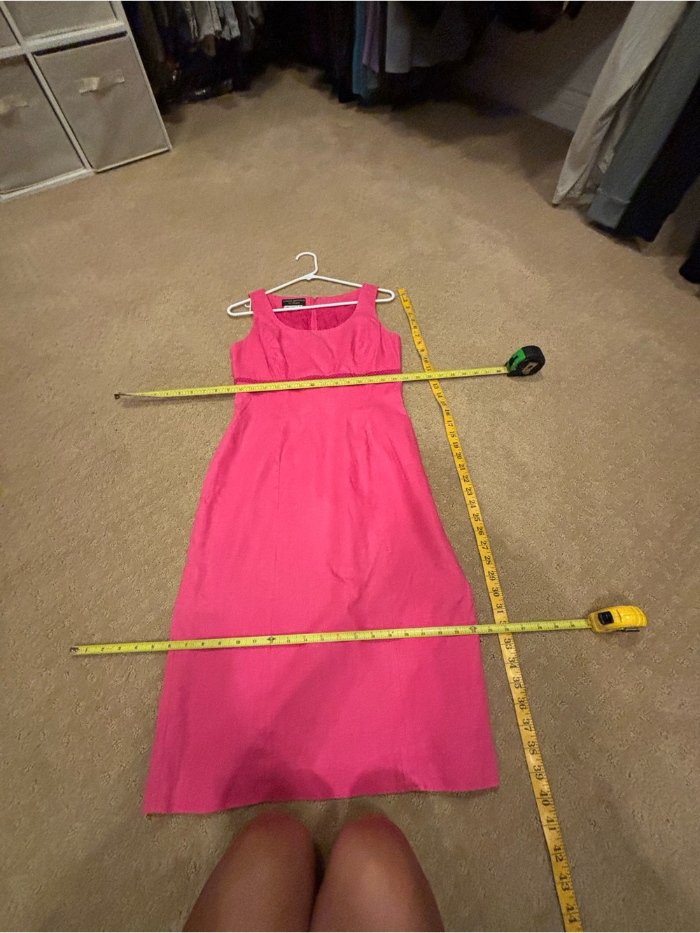 Donna Morgan for Maggy Dress 6 Pink 100% Linen Sheath Cocktail Sleeveless Midi